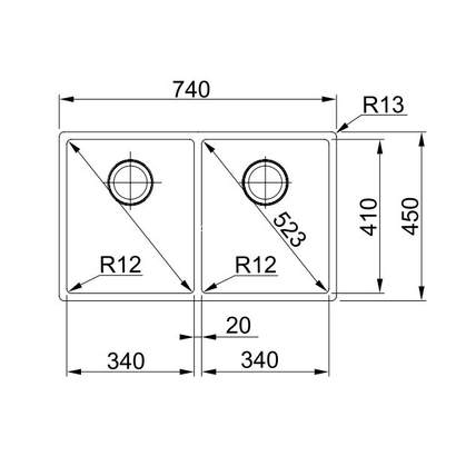 Franke Box BXX 220/120-34-34 Νεροχύτης Inox 74x45 127.0370.188