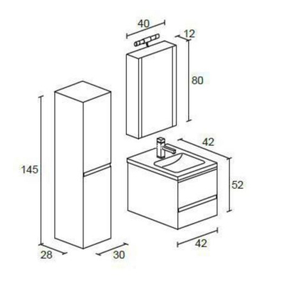 ProBagno 912 42x42 Έπιπλο Μπάνιου Κρεμαστό
