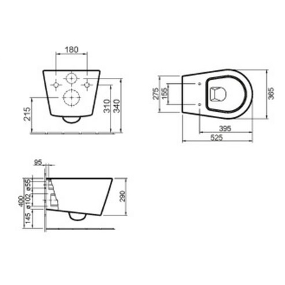 Sanitana Glam 52,5cm Λεκάνη Κρεμαστή Rimless 266212R