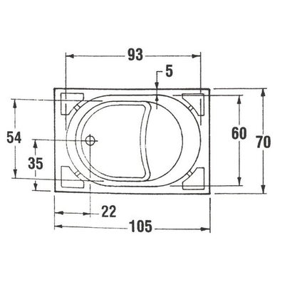 Sanitec Gloria 105x70 Μπανιέρα Ακρυλική 523 Με Κάθισμα