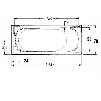 Sanitec 150x70 Gloria Μπανιέρα Υδρομασάζ 516