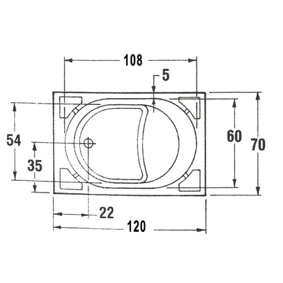 Sanitec Gloria 120x70 Μπανιέρα Ακρυλική 535 Με Κάθισμα