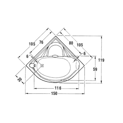 Sanitec Samantha 105x105 Μπανιέρα Γωνιακή Ακρυλική 501