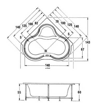 Sanitec Carla 140x140 Μπανιέρα Ακρυλική 532