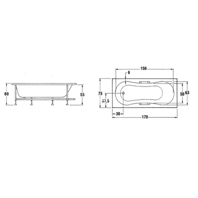 Sanitec 170x75 Carolina Μπανιέρα Υδρομασάζ 508