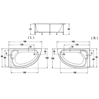 Sanitec Claudia 165x95 Μπανιέρα Υδρομασάζ 505