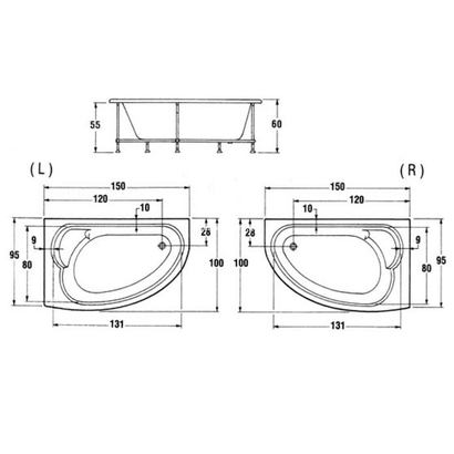 Sanitec Claudia 150x95 Μπανιέρα Ακρυλική 525