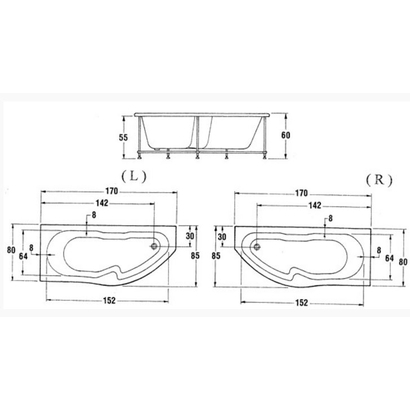 Sanitec Monica 170x80 Μπανιέρα Ακρυλική 537