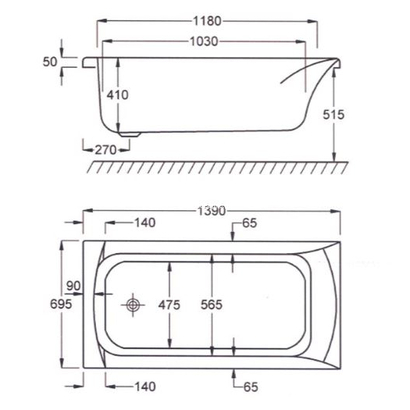 Sanitec 140x70 Rosa Μπανιέρα Υδρομασάζ 549