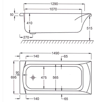 Sanitec 150x70 Rosa Μπανιέρα Υδρομασάζ 550