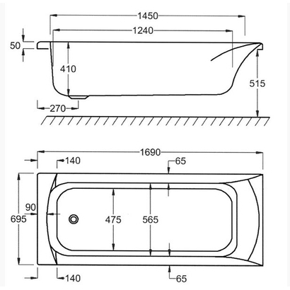 Sanitec Rosa 160x70 Μπανιέρα Ακρυλική 551