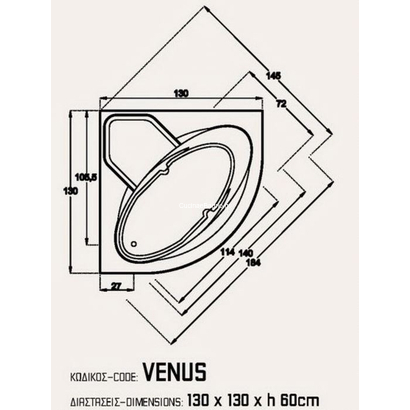 Sanitec Venus 130x130 Μπανιέρα Ακρυλική 547