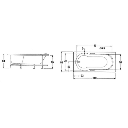 Sanitec 160x80 Victoria Μπανιέρα Υδρομασάζ 506