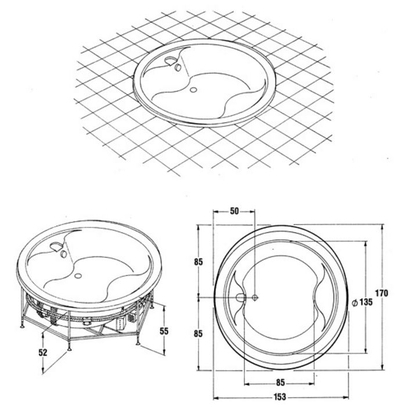 Sanitec 170x153 Joanna Μπανιέρα Υδρομασάζ 513