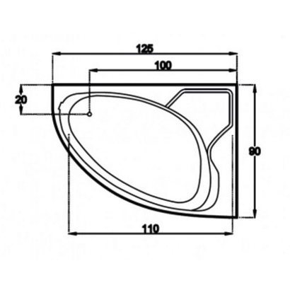Sanitec 125x90 Lydia Μπανιέρα Υδρομασάζ 542
