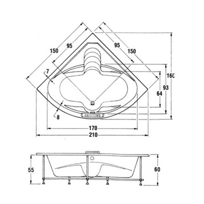 Sanitec Nataly 150x150 Μπανιέρα Ακρυλική 519