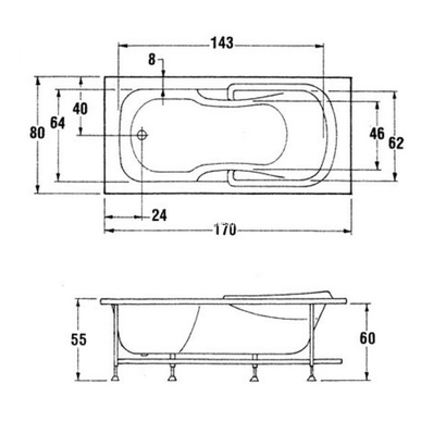 Sanitec Pauline 170x80 Μπανιέρα Υδρομασάζ Ευθύγραμμη Ακρυλική 527
