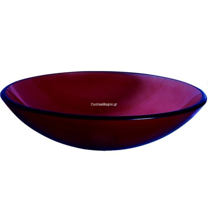 Gloria Κόκκινος Νιπτήρας 42x42 Επιτραπέζιος Γυάλινος 66-0012