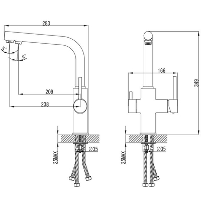 Karag A 86C Μπαταρία Κουζίνας Δύο Εξόδων Με Φίλτρο