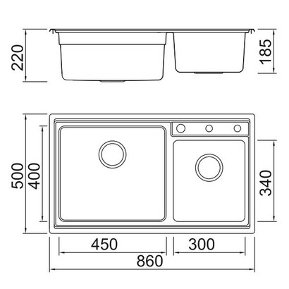 Karag BL 709 Νεροχύτης 86x50 Ανοξείδωτος
