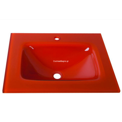 Gloria Glass Form Orange 60x46 Νιπτήρας Κρυστάλλινος Επικαθήμενος Πορτοκαλί 32-9009