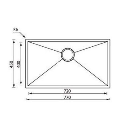 Sanitec 11906 Filo Quadra 77x45 Inox Νεροχύτης