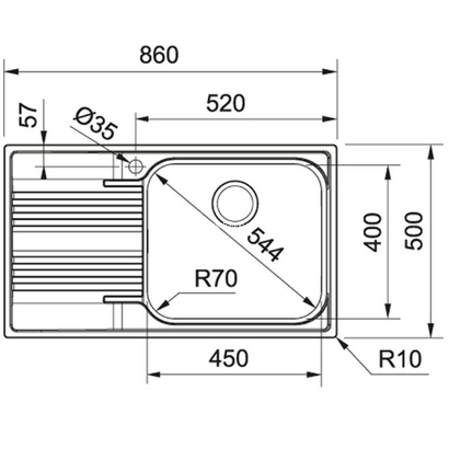 Franke Smart SRX 611-86 LB Νεροχύτης Inox 86x50 101.0454.906/101.0454.907