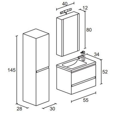 ProBagno 913 55x33 Έπιπλο Μπάνιου Κρεμαστό