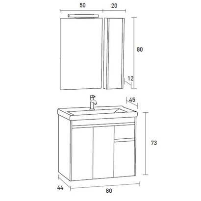 ProBagno 80x45 Έρμων 921 Έπιπλο Μπάνιου Κρεμαστό