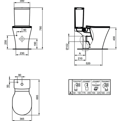 Ideal Standard Connect 66,5 cm Aquablade Λεκάνη Επιδαπέδια ΧΠ Με Καζανάκι E042901