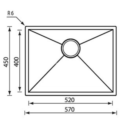 Sanitec 11908 Filo Quadra 57x45 Inox Νεροχύτης