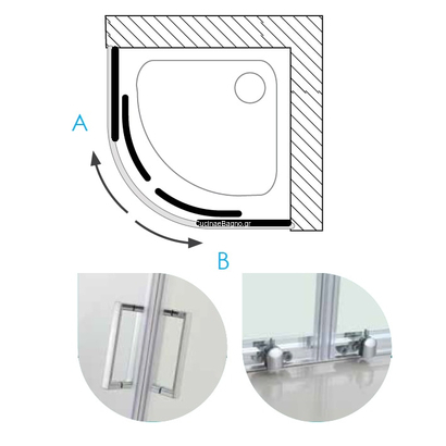 Καμπίνα Ημικυκλική 80x80 Cm Aquarelle Venia 20