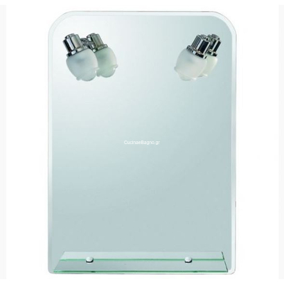 Gloria Malta Καθρέπτης 50x70 Μπάνιου Με Εταζέρα Και Φωτιστικά 15-7050