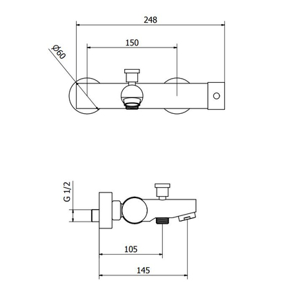 Teorema New Jabil Black Matt Μπαταρία Μπάνιου Μαύρη 6373152