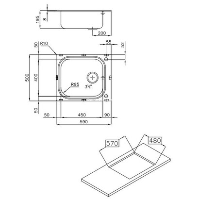 Foster 1000 Inox 59x50 Νεροχύτης Γούρνα Ανοξείδωτη 1511000