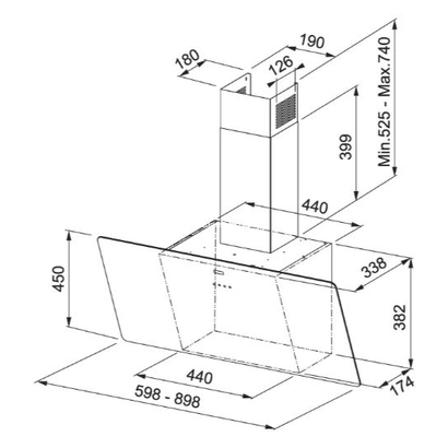 Franke SMART EVO PLUS FPJ 615 V BK/SS Crystal Black/Inox Επιτοίχια Καμινάδα 330.0516.054