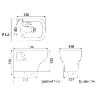 Huida Verona 50x34 Λεκάνη Κρεμαστή Με Κάλυμμα 17-1319