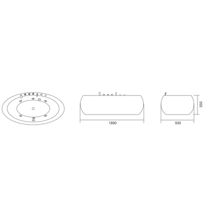 Karag DIANA K-1212 Bianco Lucido189x93 Μπανιέρα Υδρομασάζ Ελεύθερης Τοποθέτησης