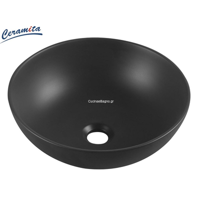Ceramita Νιπτήρας πορσελάνης 40x40 Επιτραπέζιος Μαύρο Ματ