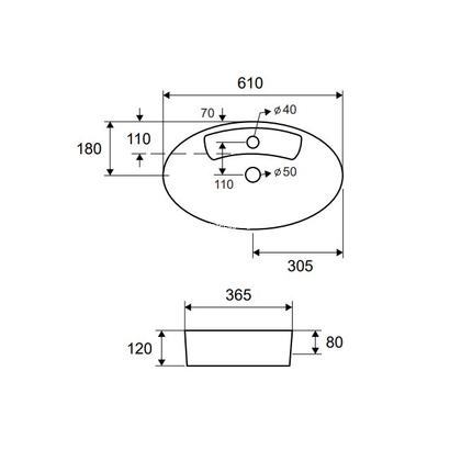 Karag LT 3203 Νιπτήρας 61x36,5 Επιτραπέζιος