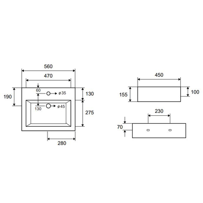 Karag LT 5027 56x45 Νιπτήρας Κρεμαστός/Επιτραπεζιος