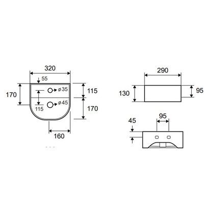 Karag LT 5062 Νιπτήρας 32x29 Επιτραπέζιος / Κρεμαστός