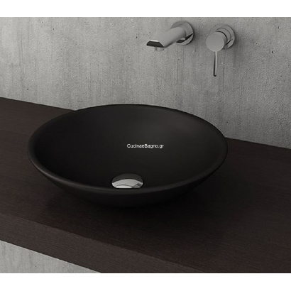 Ceramita Νιπτήρας πορσελάνης 40x40 Επιτραπέζιος Μαύρο Ματ