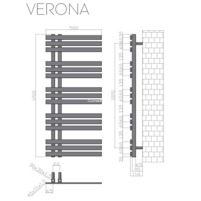 Karag Verona 50x120 Χρωμέ Θερμαντικό Σώμα Μπάνιου