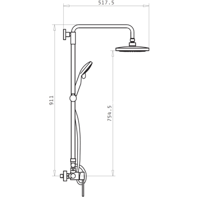 Pyramis Rota Plus Μπαταρία Σταθερού Ντους / Στήλη Ντουζιέρας 090995001