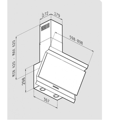 Pyramis Eleganto 90cm Απορροφητήρας Καμινάδα Μαύρος 065033001