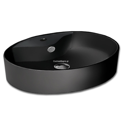 Gloria Μάτ Μαύρος Νιπτήρας 52x43x14 Επιτραπέζιος Πορσελάνης 38-8041 Ovalina