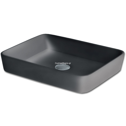 Gloria Lungo-Como Μάτ Γκρί Νιπτήρας 48,5x37,5x14 Επιτραπέζιος Πορσελάνης 47-2074