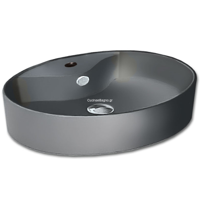 Gloria Μάτ Γκρι Νιπτήρας 52x43x14 Επιτραπέζιος Πορσελάνης 47-8041 Ovalina