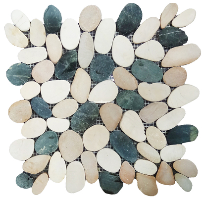 Βότσαλο Κομμένο Άσπρο Μαύρο Μπεζ Ματ Σε Δίχτυ 30x30